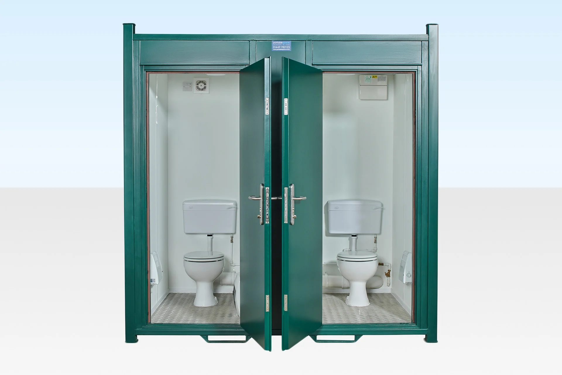 Steel Anti-Vandal Twin (1+1) Toilet Unit | Portable Toilet Block