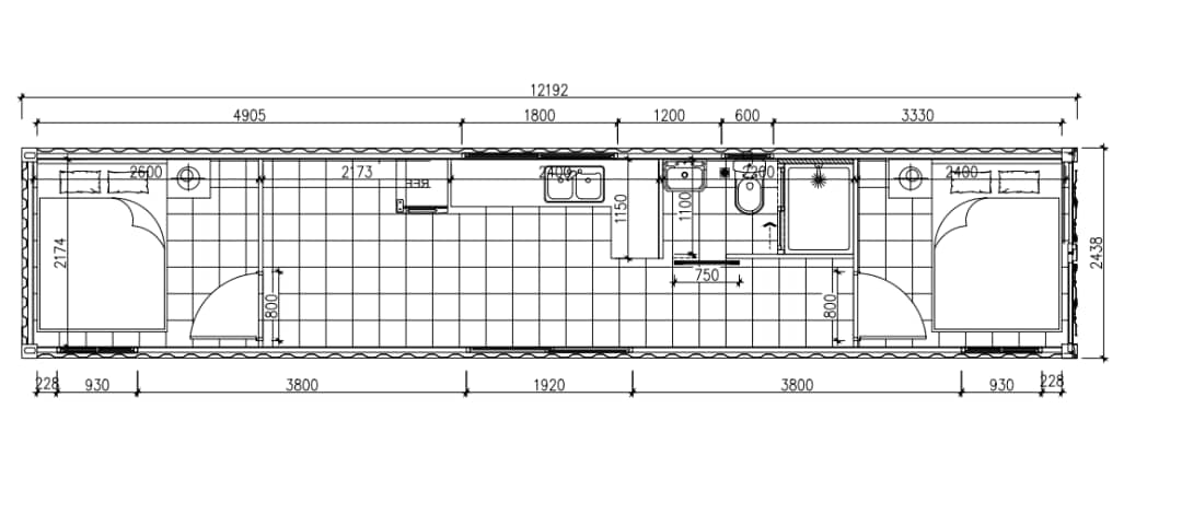 40ft (12m) 2-Bedroom Container Home | Fully Finished with Kitchen, Living Area & Bathroom - Image 14
